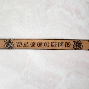 Waggoner last name personalized western belt size 42 leather brown